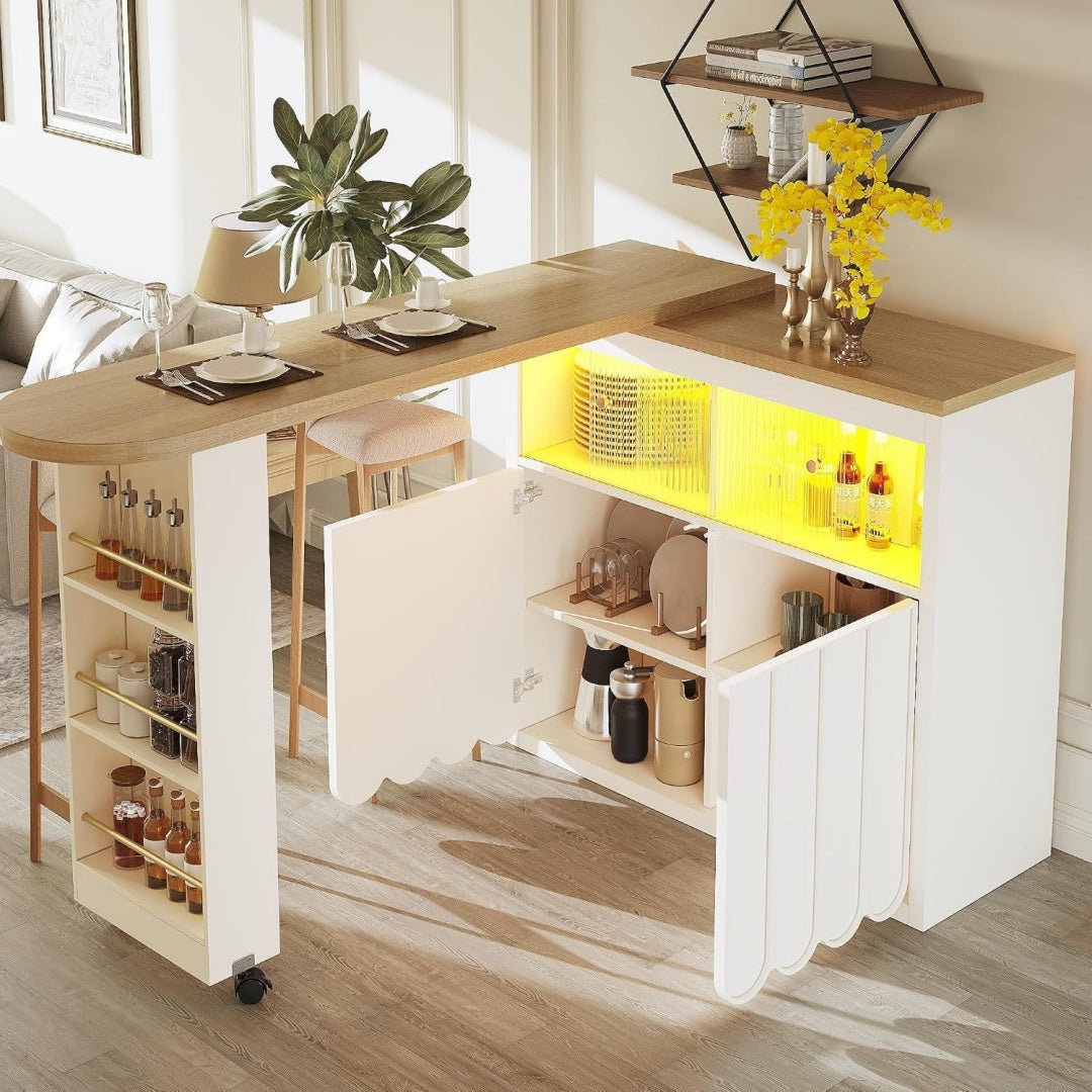 Arredo contemporaneo tavoli da bar illuminato bianco