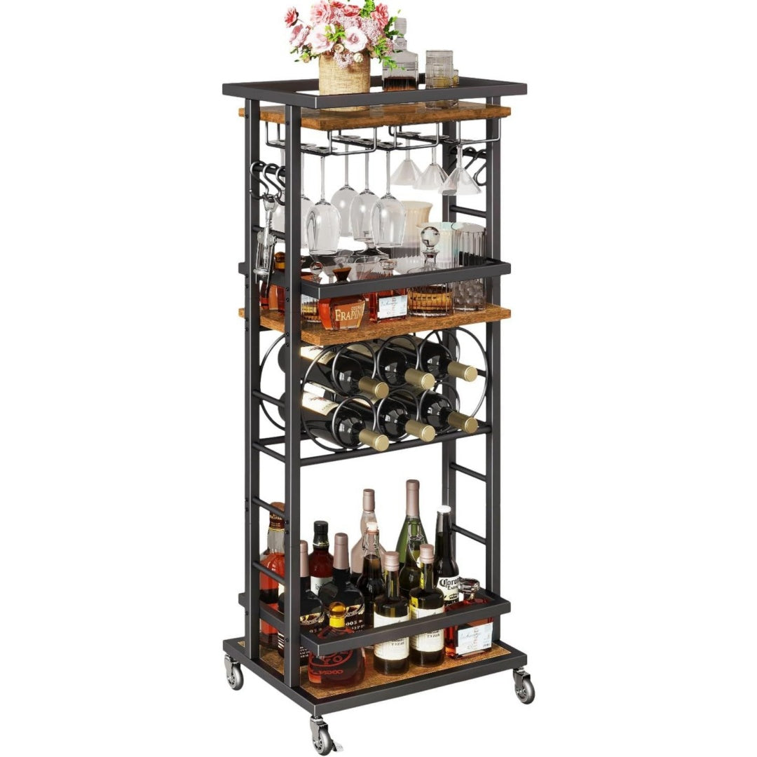 Profilo moderno porta bottiglie da vino in metallo marrone