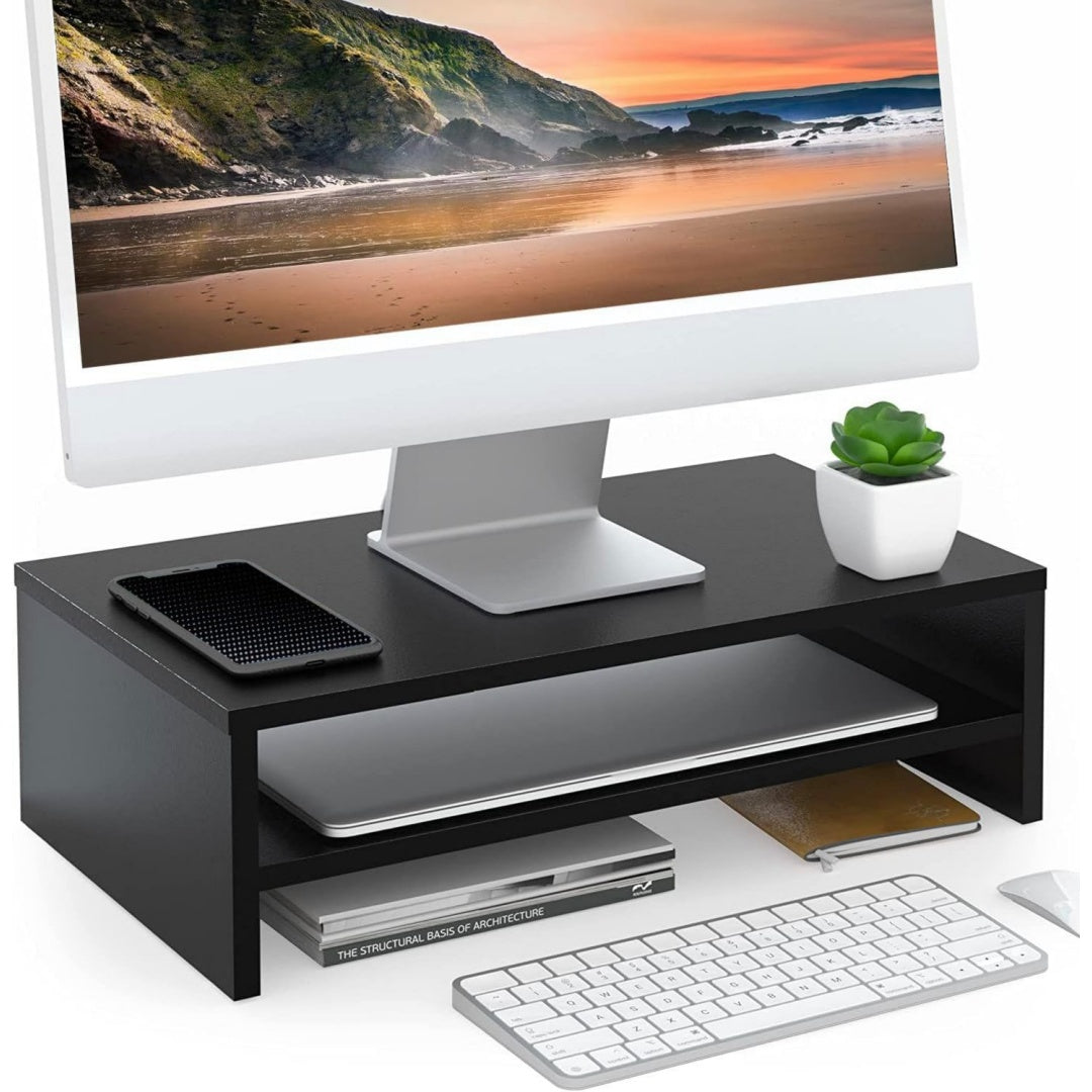 Profilo moderno supporti per monitor in legno antiscivolo nero