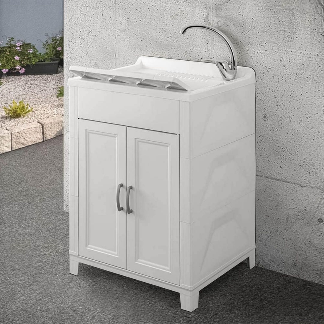 Linea essenziale mobiletti con lavabo bianco