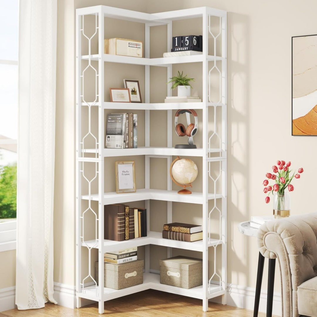 Stile raffinato librerie in legno salvaspazio bianco