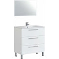Linea essenziale mobiletti con lavabo in ceramica salvaspazio bianco