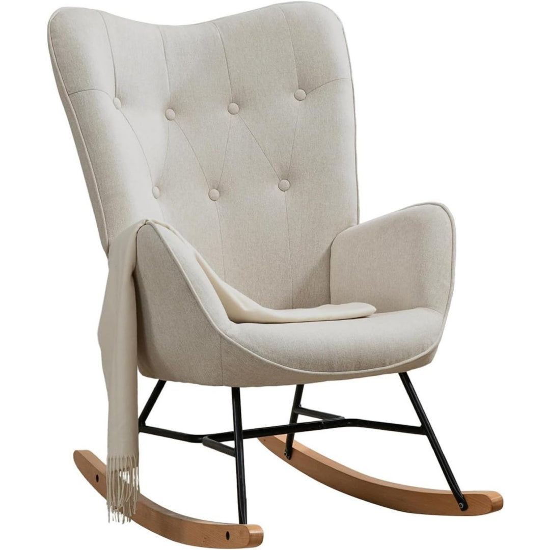 Accento naturale sedie a dondolo in legno beige